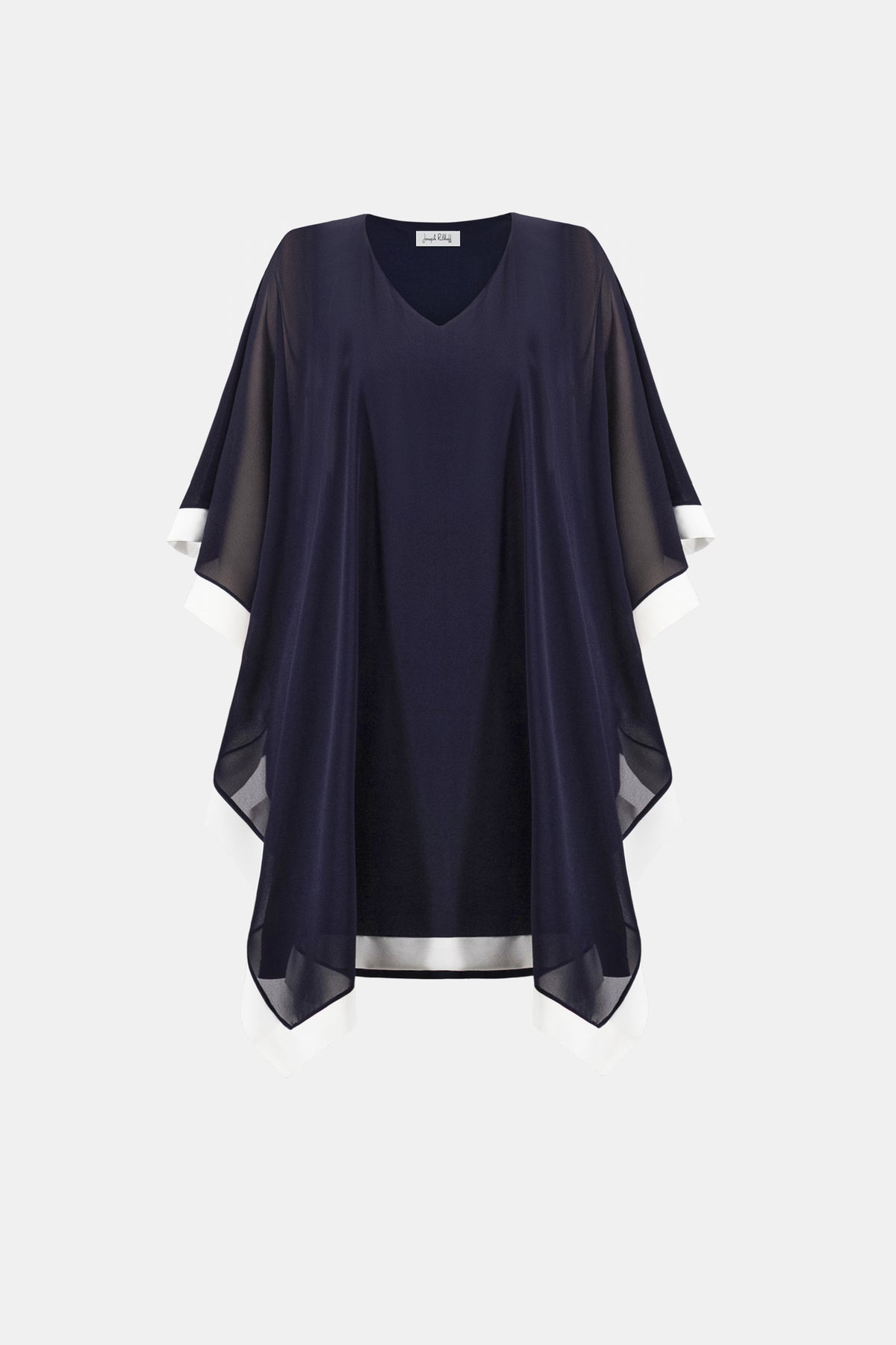 Joseph Ribkoff Midnight Blue/Vanilla Chiffon Overlay Dress