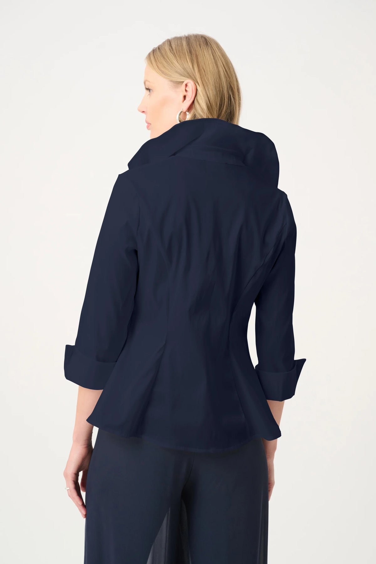 Joseph Ribkoff Midnight Blue Double Lapel Collar Blouse