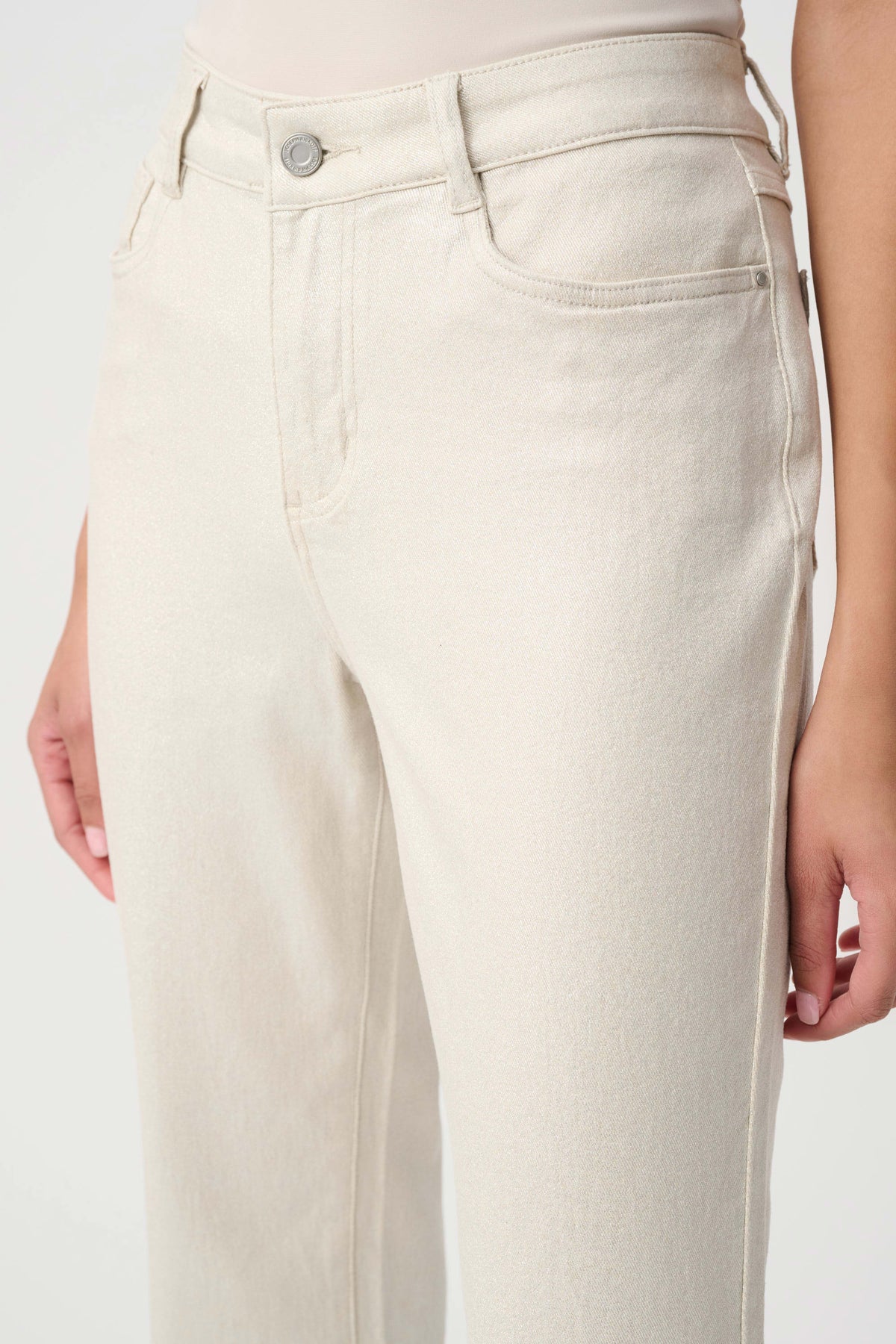Joseph Ribkoff Champagne Classic Straight Leg Metallic Jeans