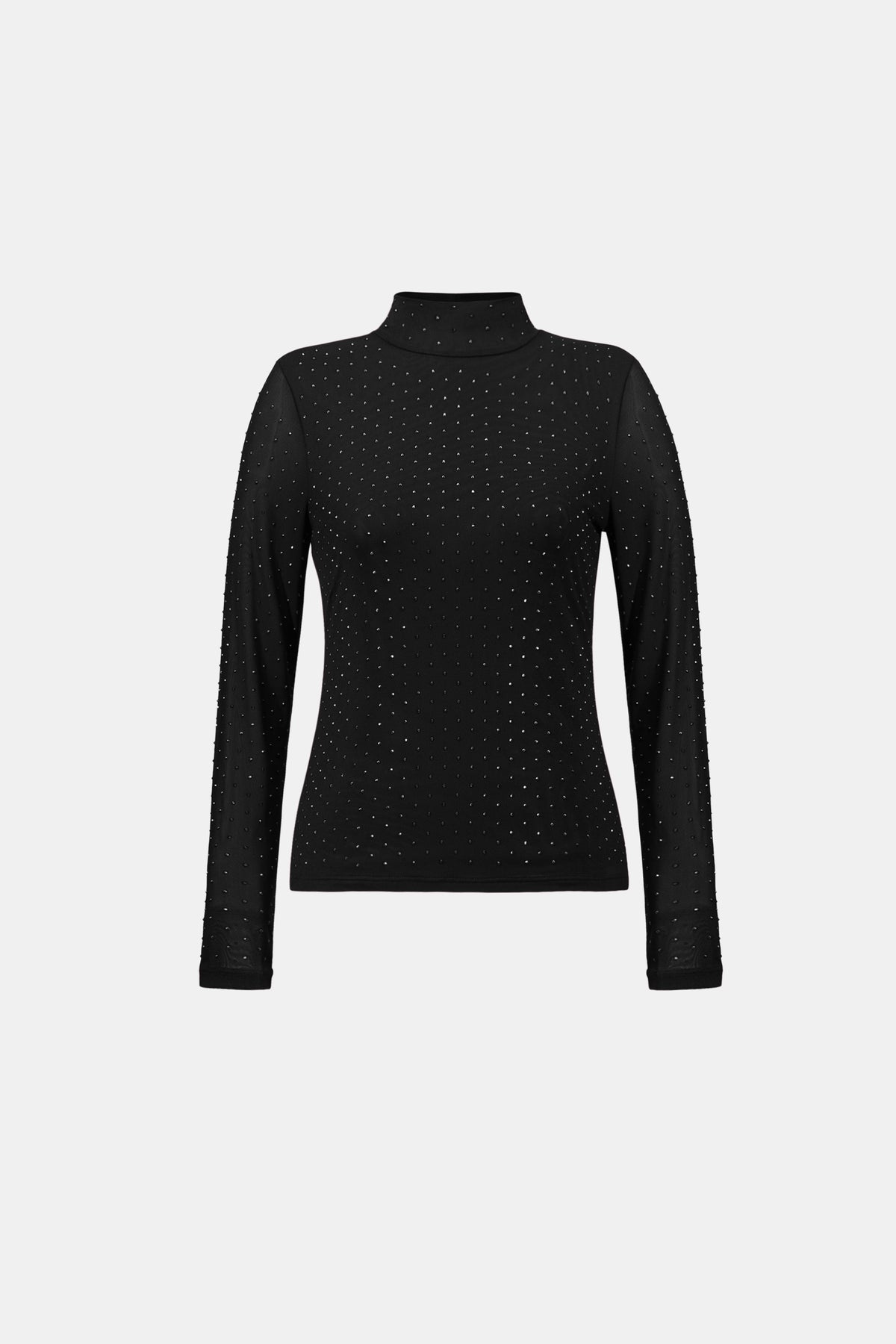 Joseph Ribkoff Black Rhinestone Mesh Long Sleeve Top