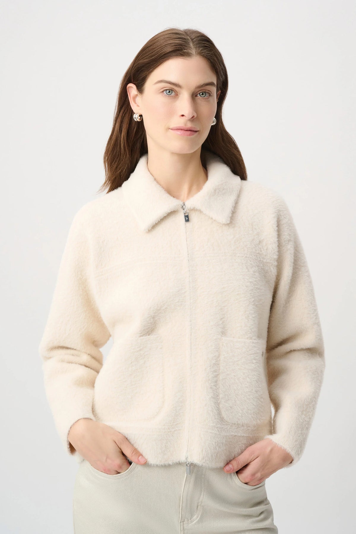 Joseph Ribkoff Birch Detachable Faux Fur Collar Jacket