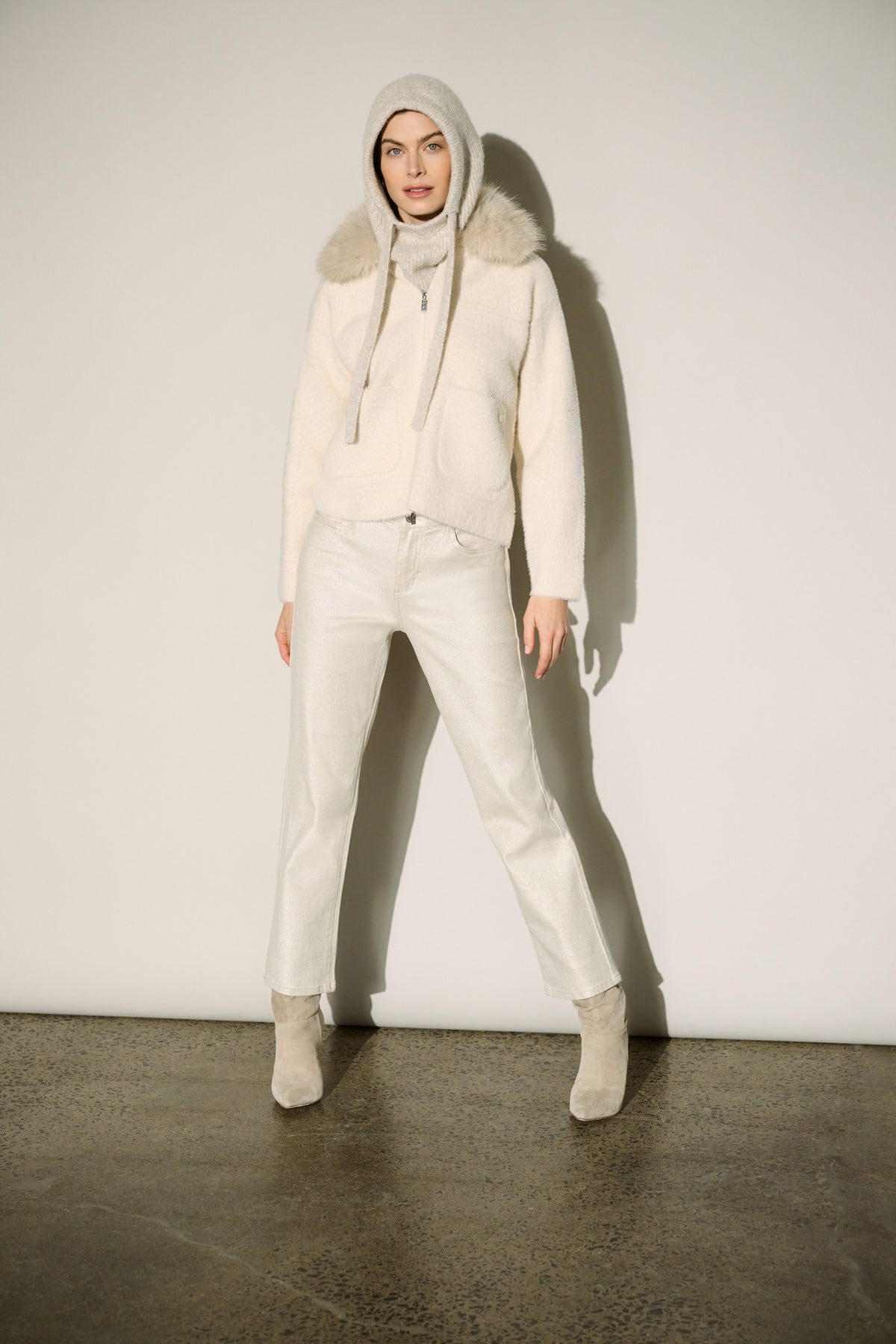 Joseph Ribkoff Birch Detachable Faux Fur Collar Jacket