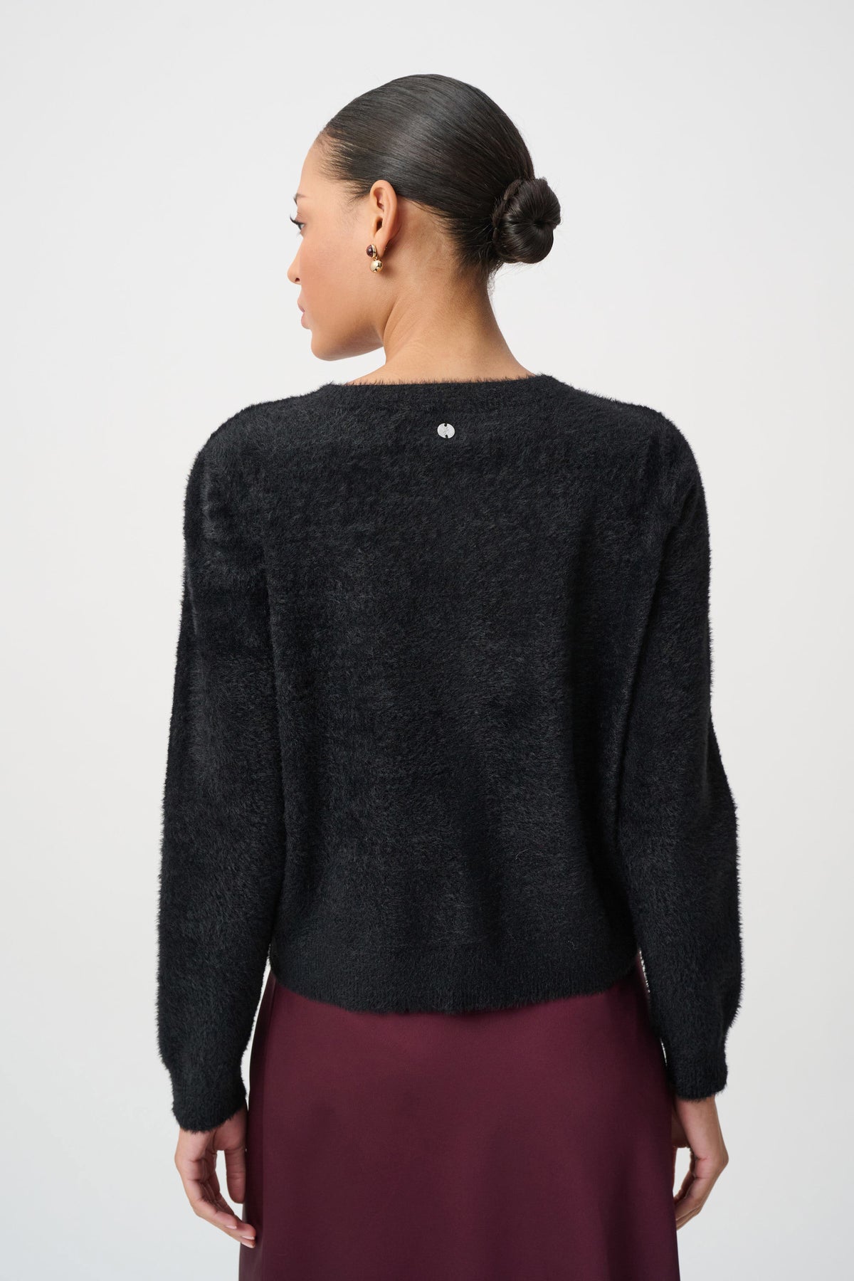 Joseph Ribkoff Black Bejeweled Crewneck Cardigan