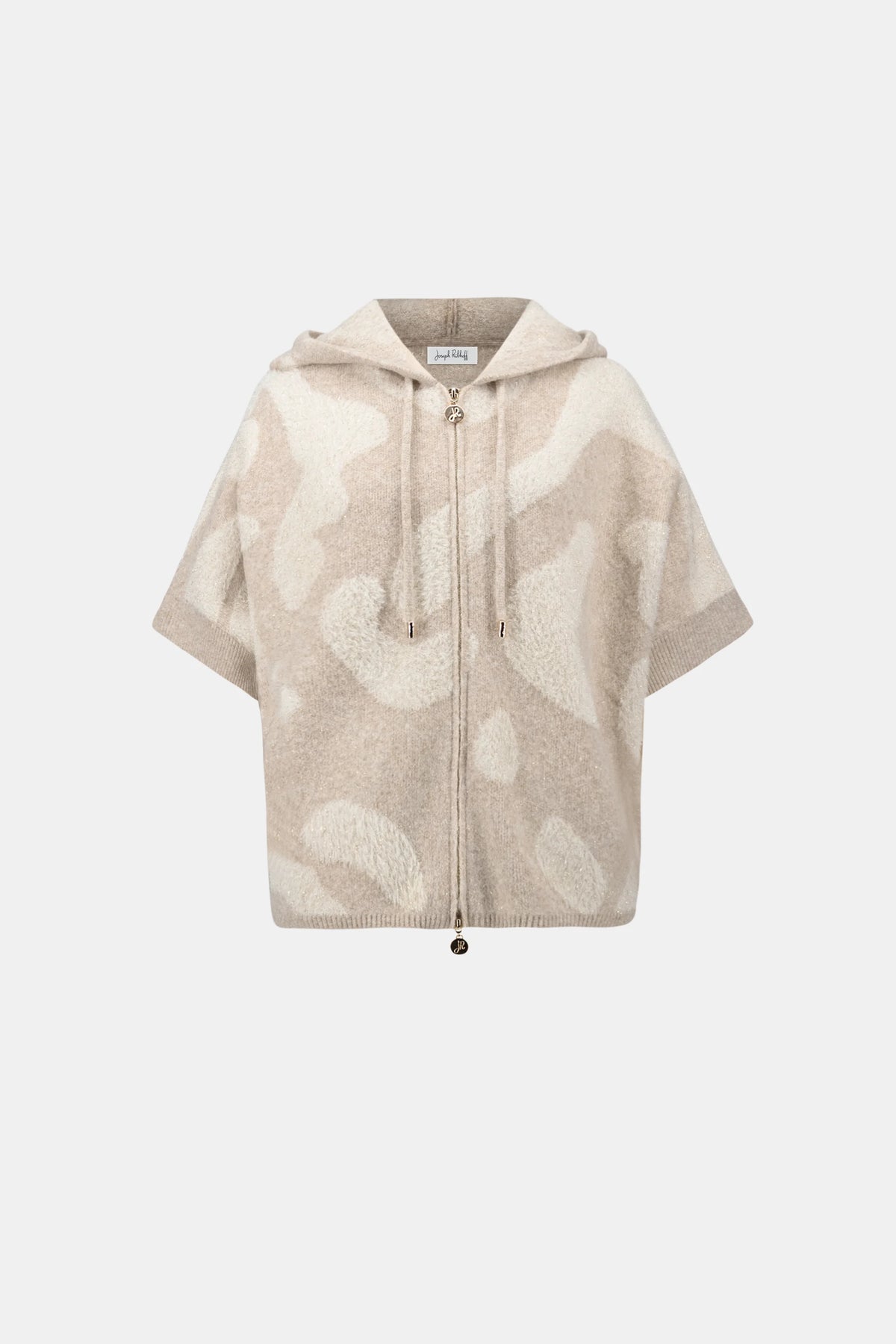 Joseph Ribkoff Oatmeal/Melange Gold Hooded Animal Print Sweater