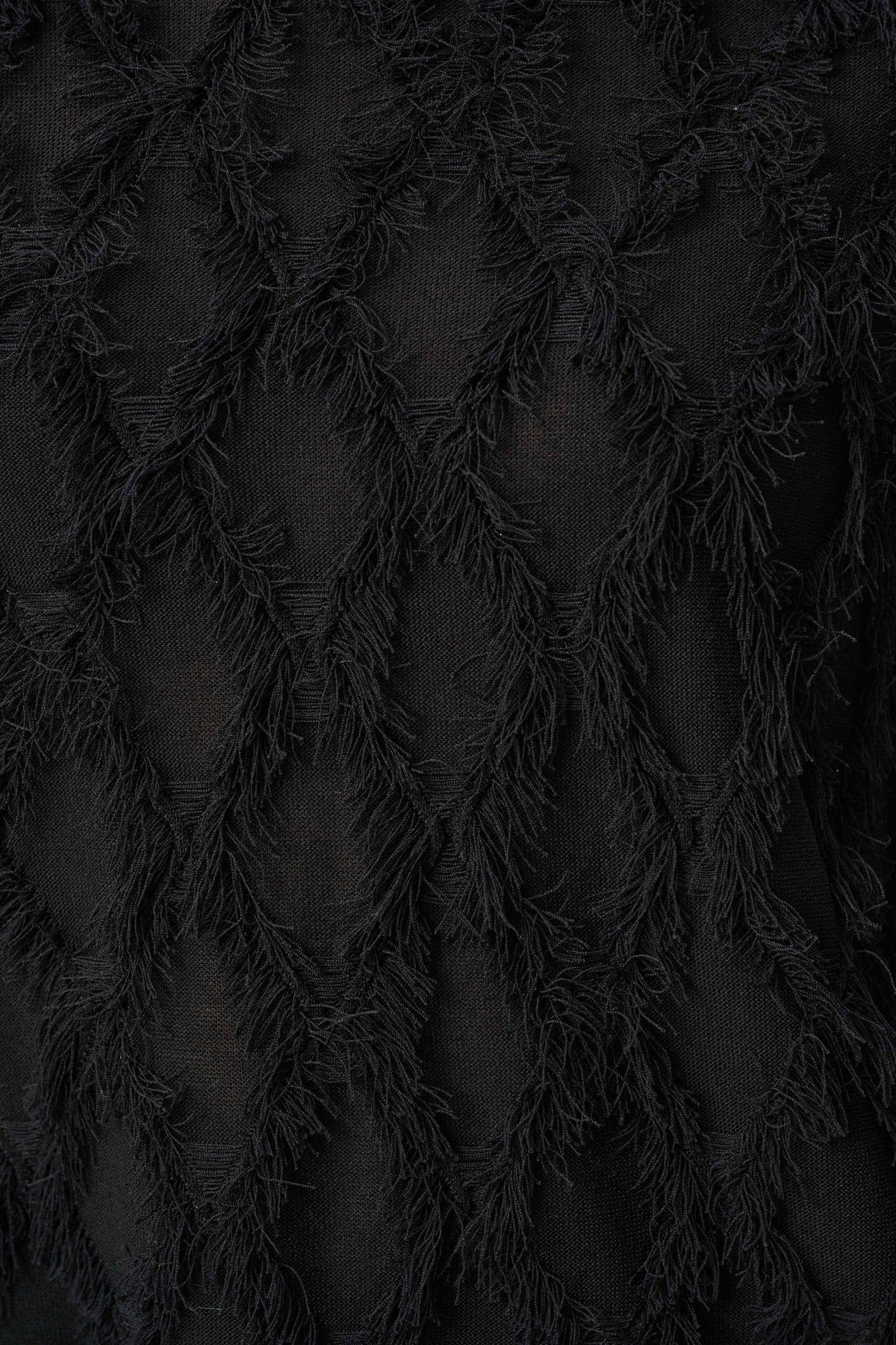 Joseph Ribkoff Black Boat Neck Fringe Sweater