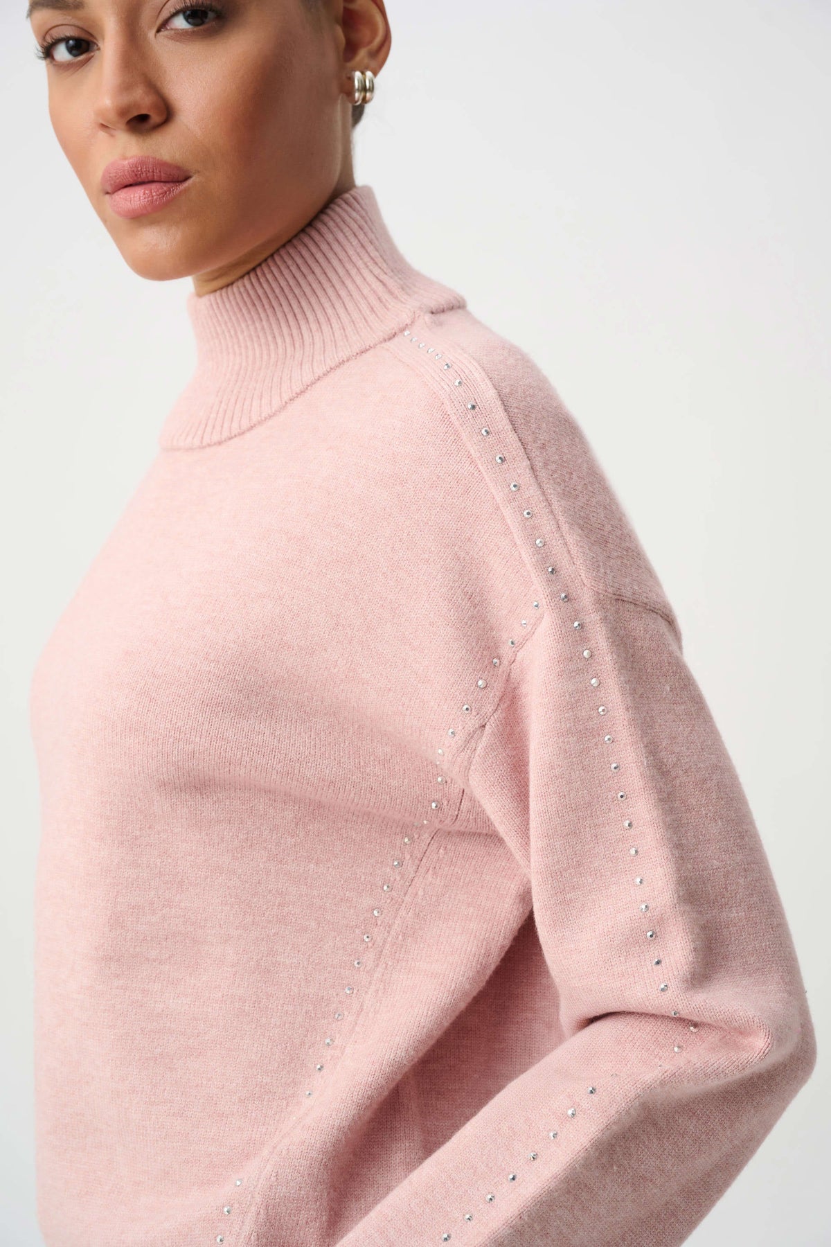 Joseph Ribkoff Soft Pink Embellished Turtleneck Sweater