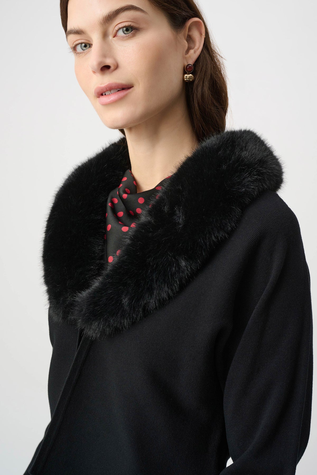 Joseph Ribkoff Black Removable Faux Fur Collar Cover‑Up