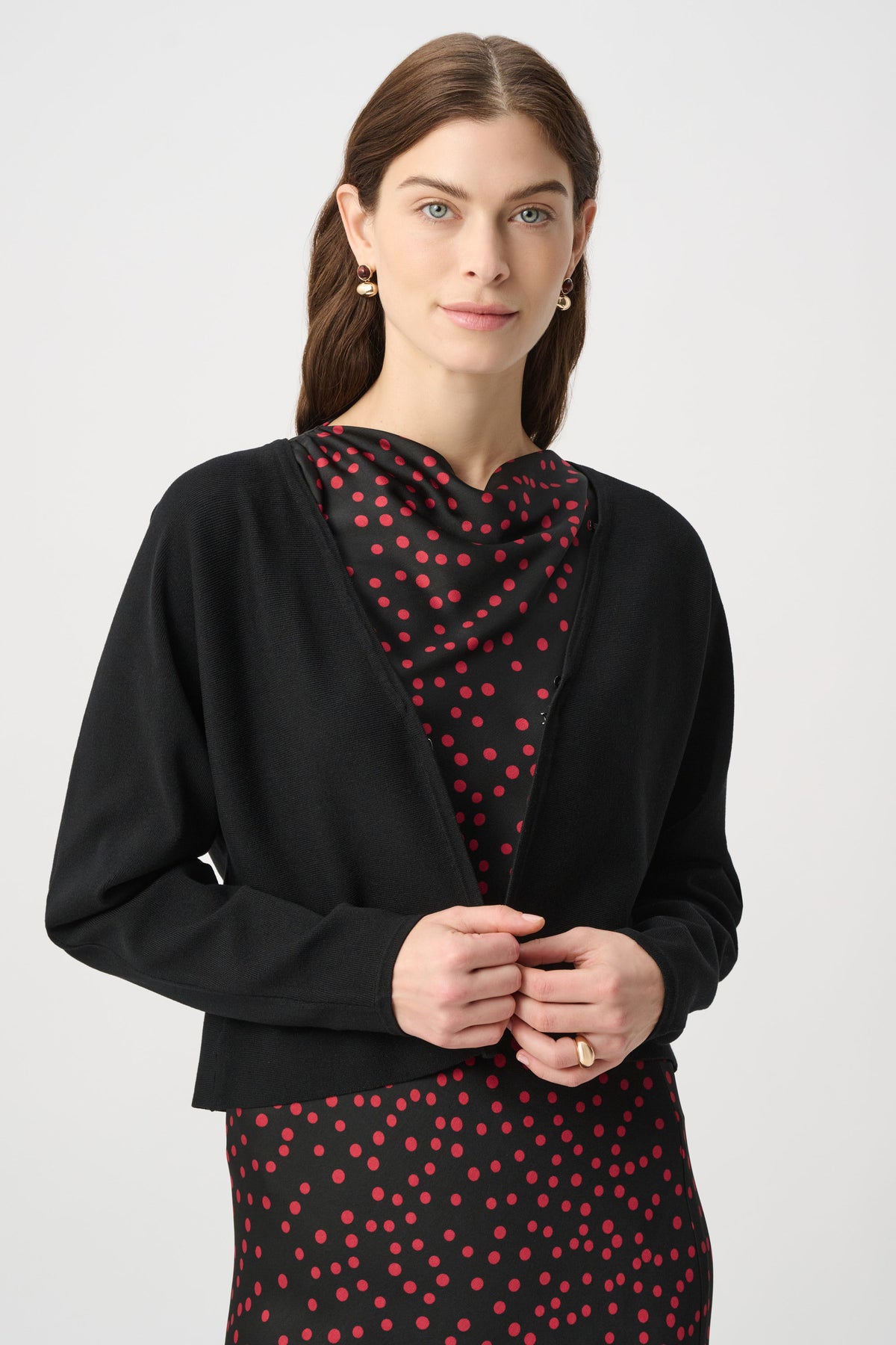 Joseph Ribkoff Black Removable Faux Fur Collar Cover‑Up