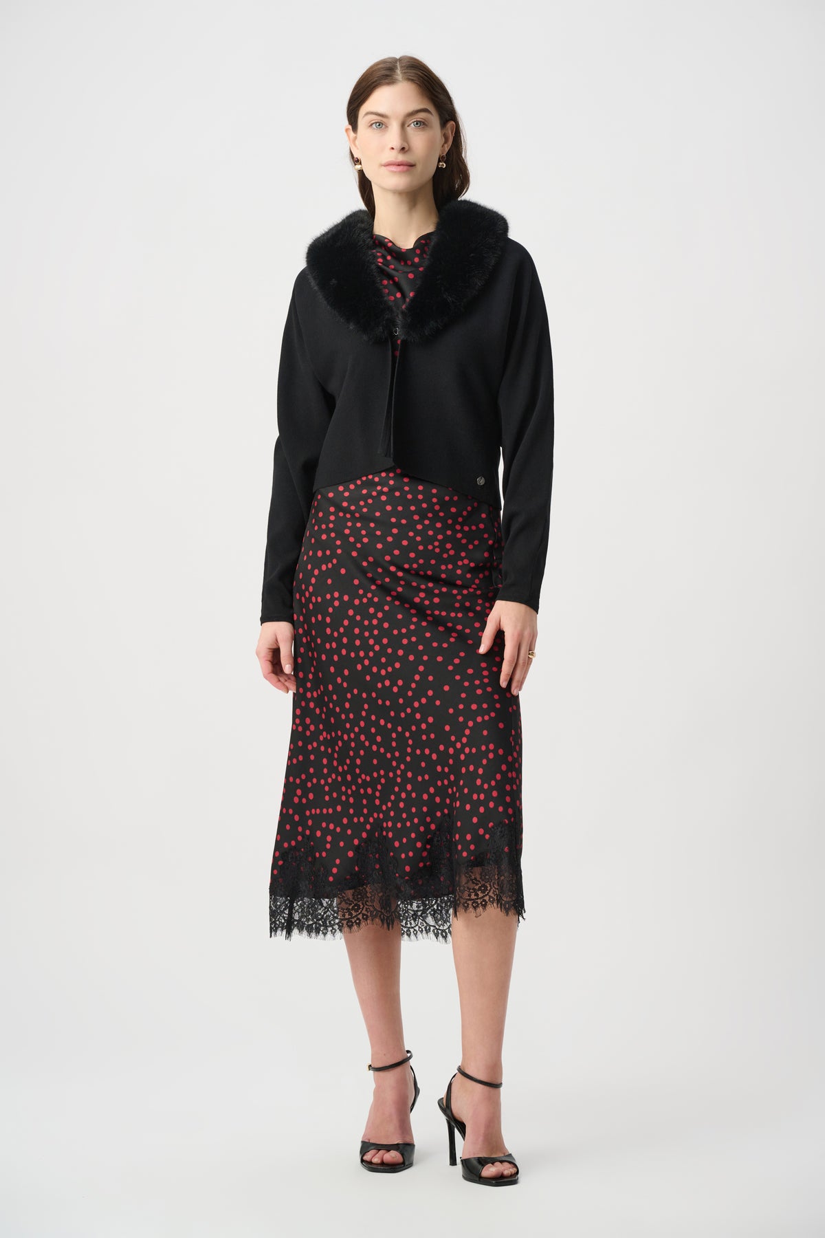 Joseph Ribkoff Black Removable Faux Fur Collar Cover‑Up