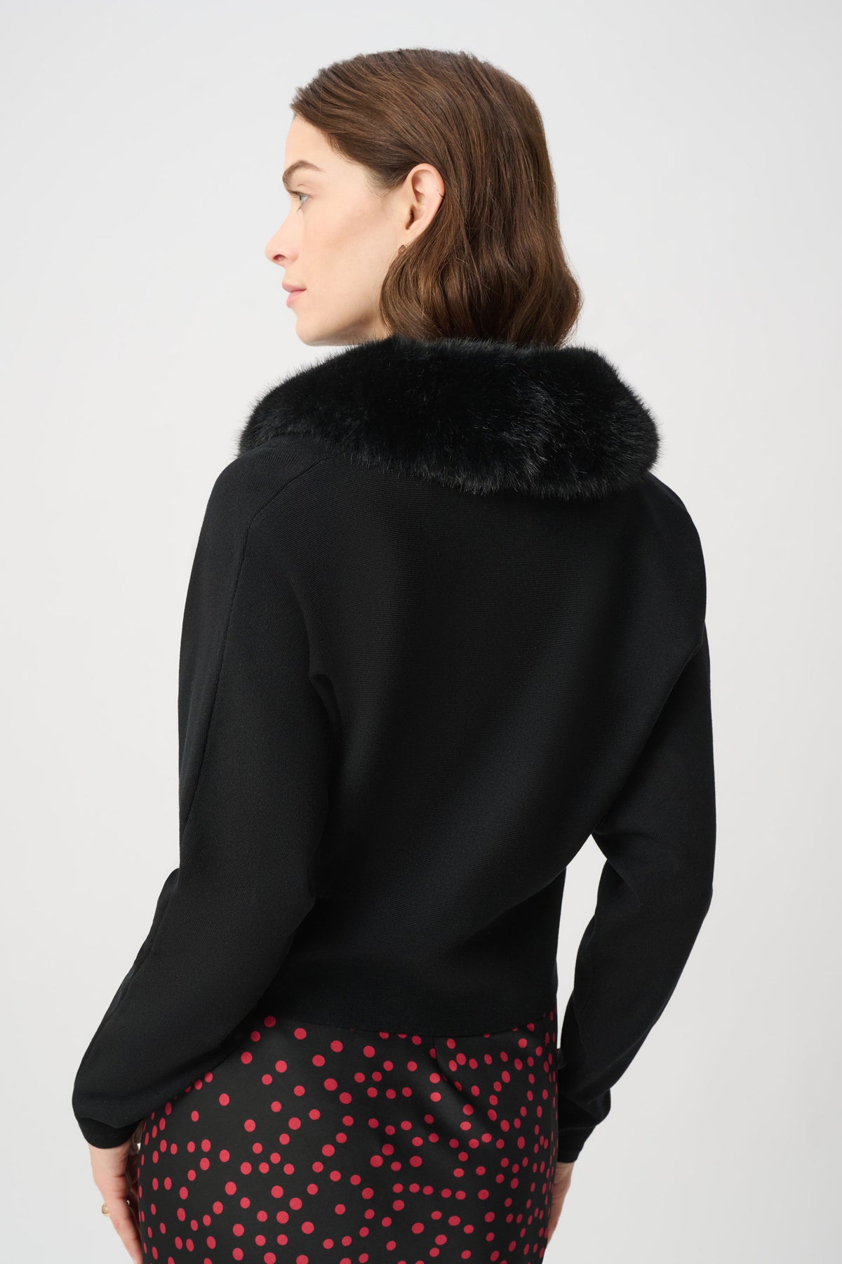 Joseph Ribkoff Black Removable Faux Fur Collar Cover‑Up