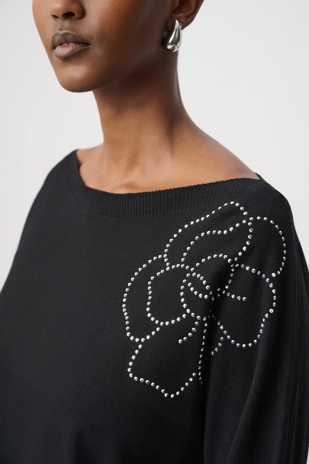 Joseph Ribkoff Black Pullover With Flower Applique