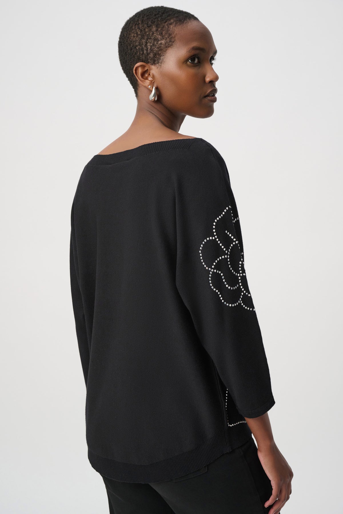 Joseph Ribkoff Black Pullover With Flower Applique
