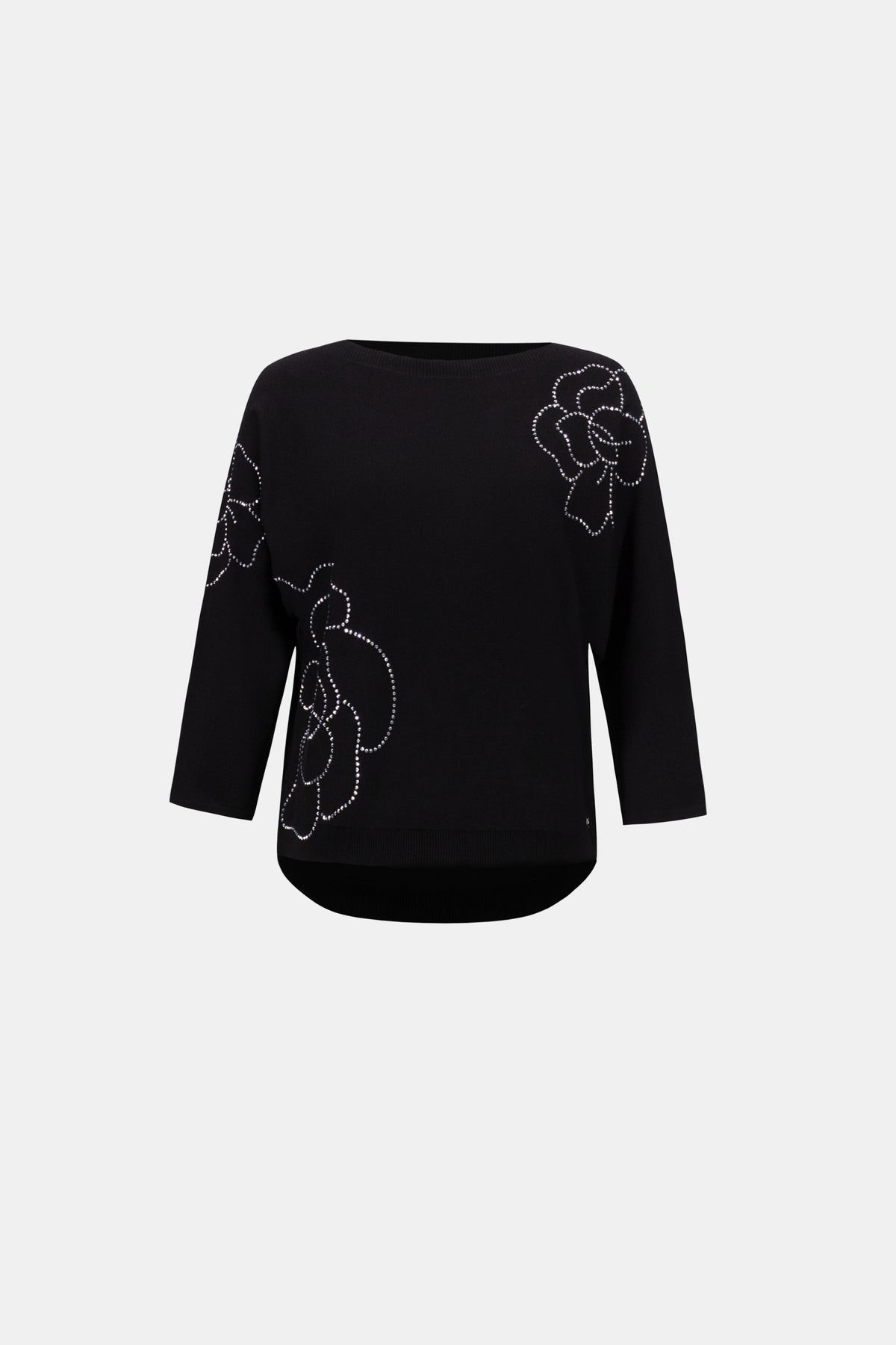 Joseph Ribkoff Black Pullover With Flower Applique