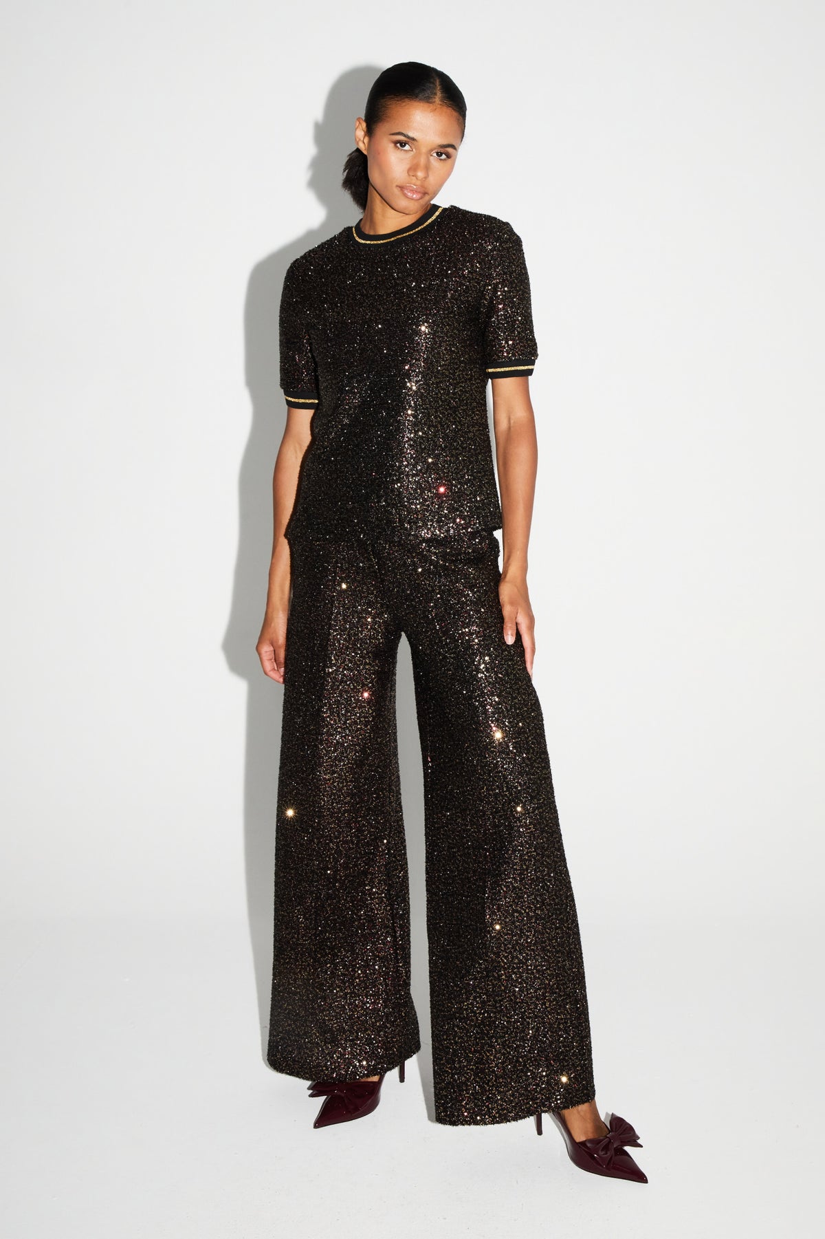 IMPREVU Multi Bordeaux Sparkle Trousers