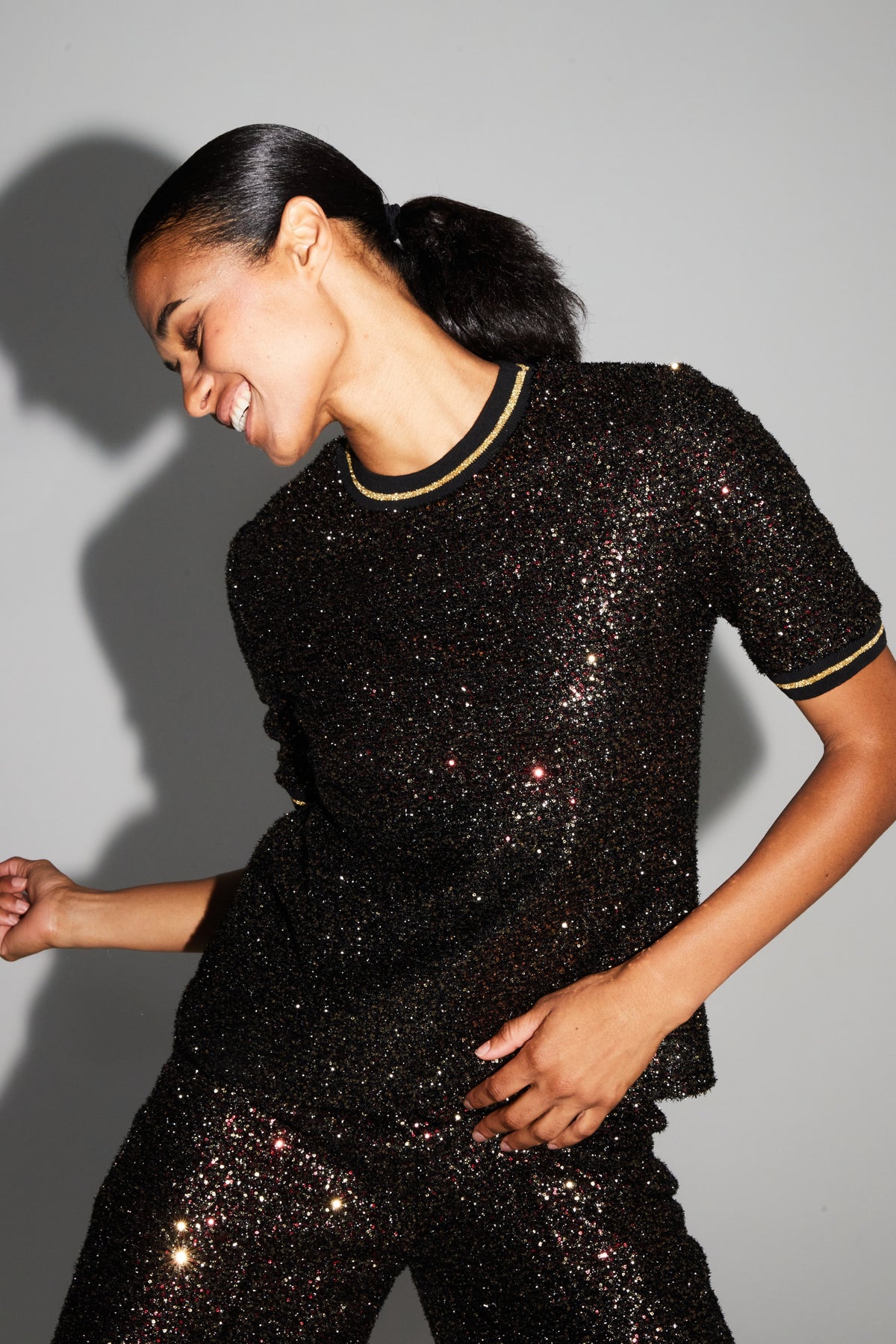 IMPREVU Multi Bordeaux Sparkle Top