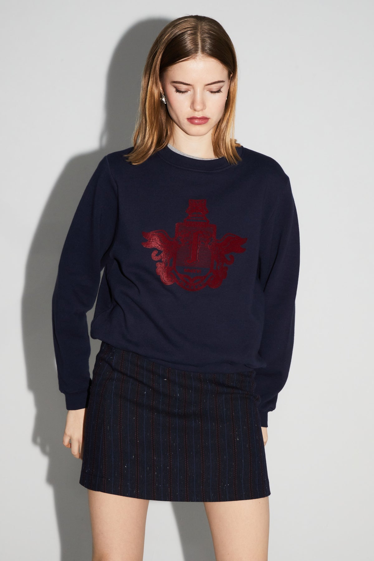 IMPREVU Navy/Bordeaux Decorative Sweatshirt