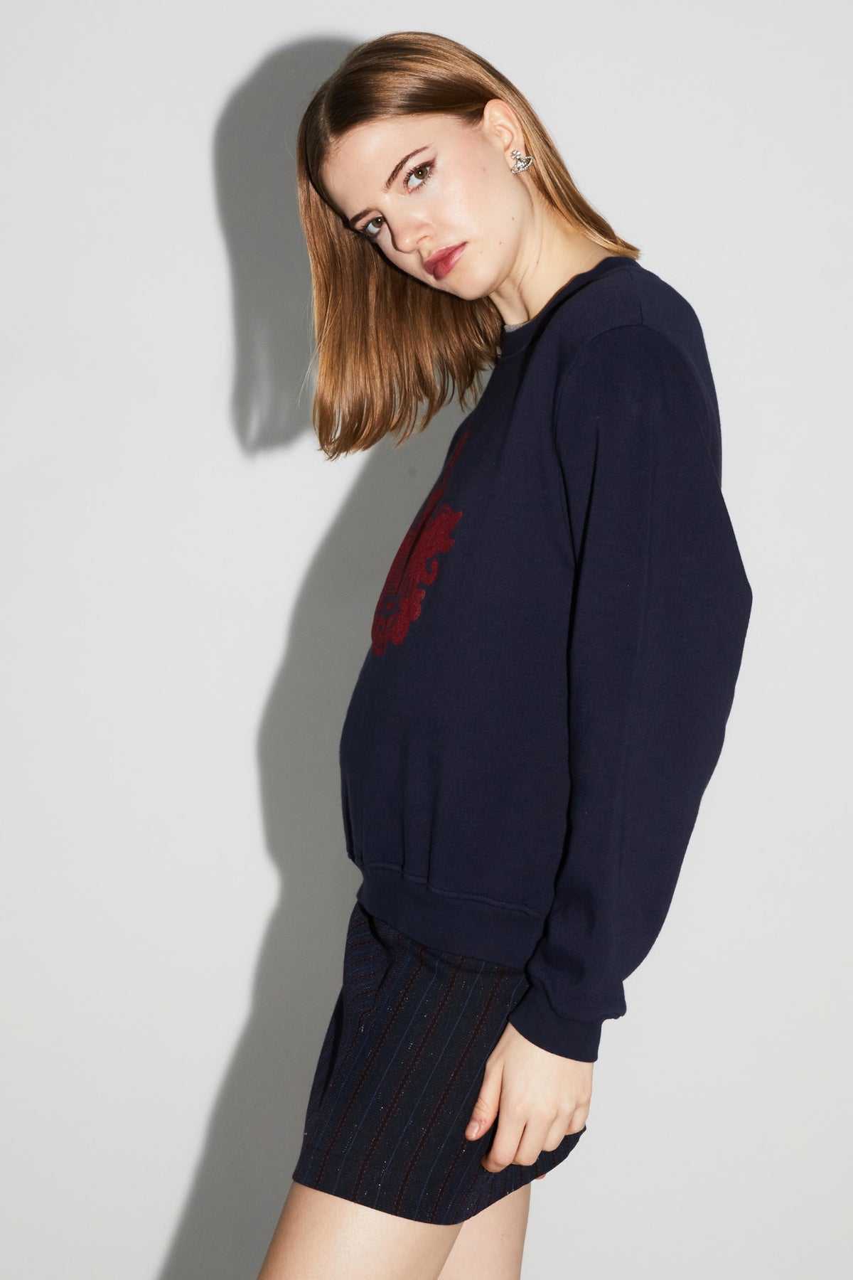 IMPREVU Navy/Bordeaux Decorative Sweatshirt