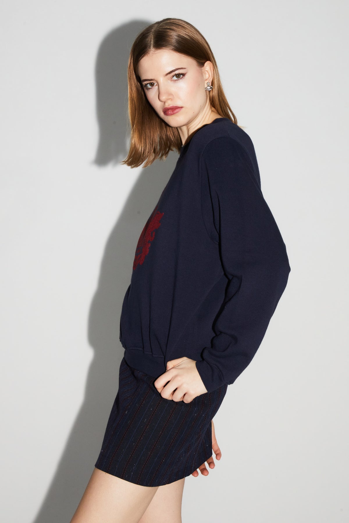 IMPREVU Navy/Bordeaux Decorative Sweatshirt