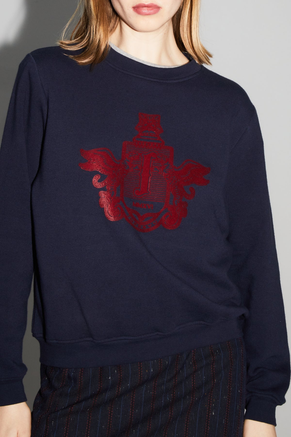 IMPREVU Navy/Bordeaux Decorative Sweatshirt