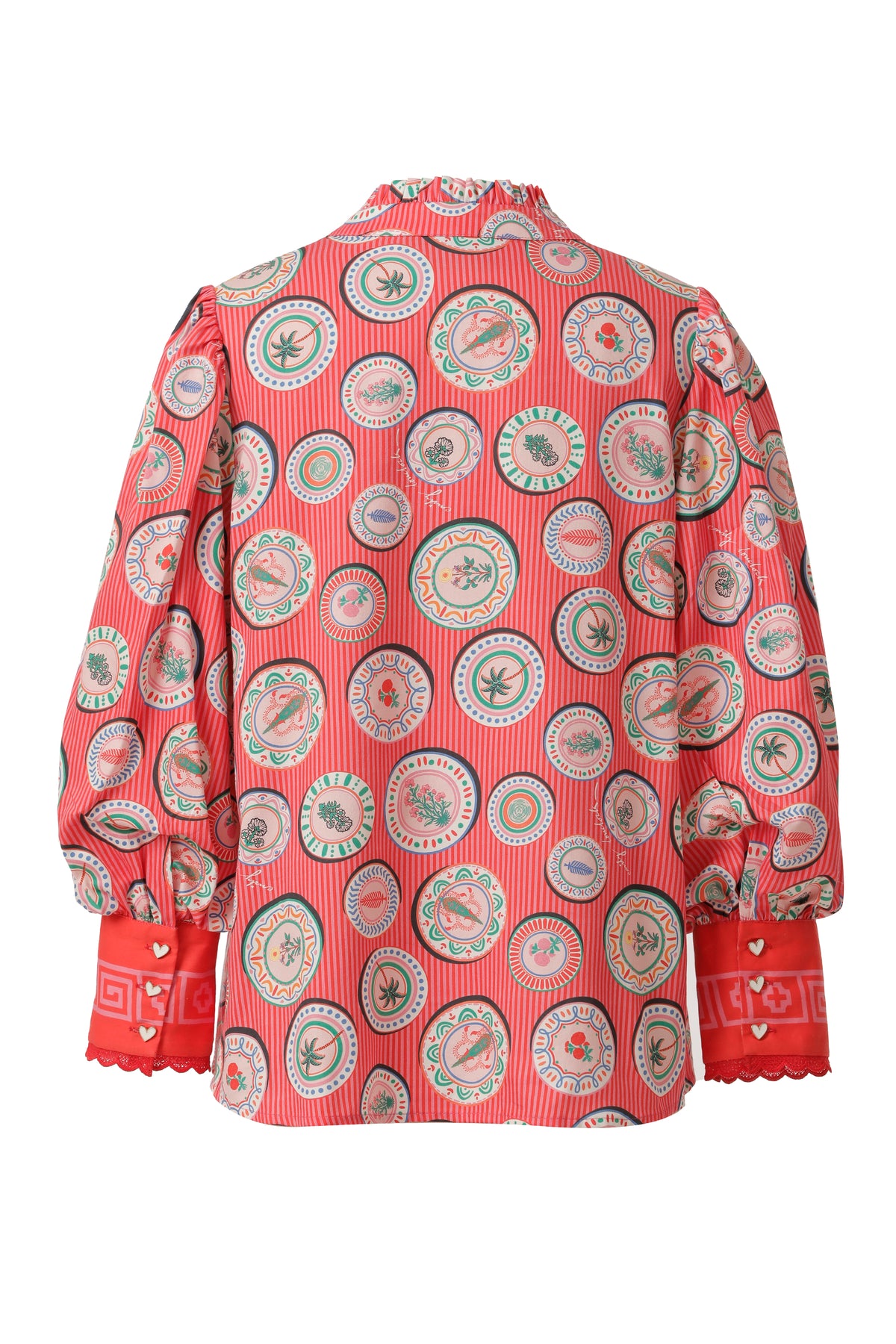 Emily Lovelock Flame Scarlett Red Hailey Print Blouse