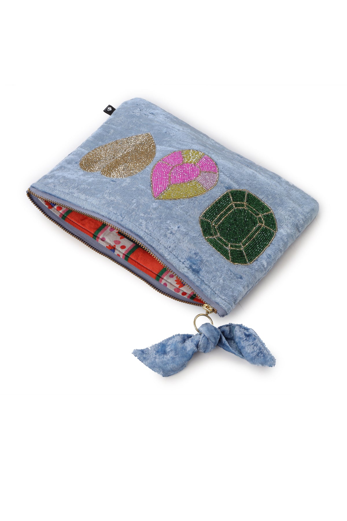 Emily Lovelock Diamond Blue Diamond Viscose Velvet Pochette