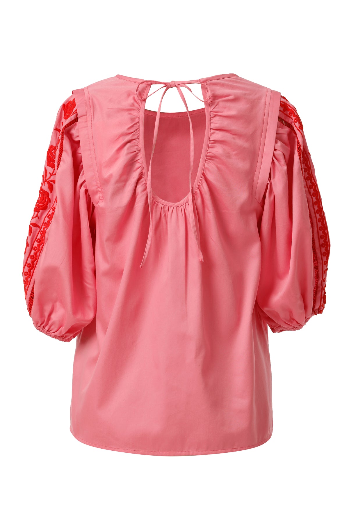Emily Lovelock Nora Pink Morning Glory Organic Cotton Satin Top