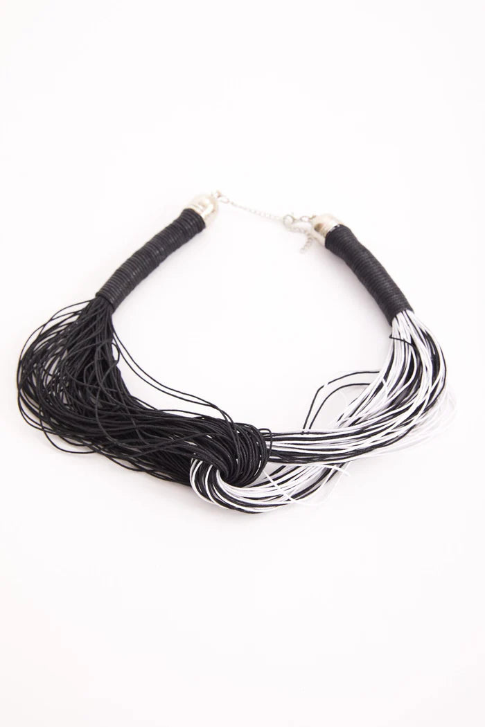 Naya Black/White 2 Tone Multi String Necklace