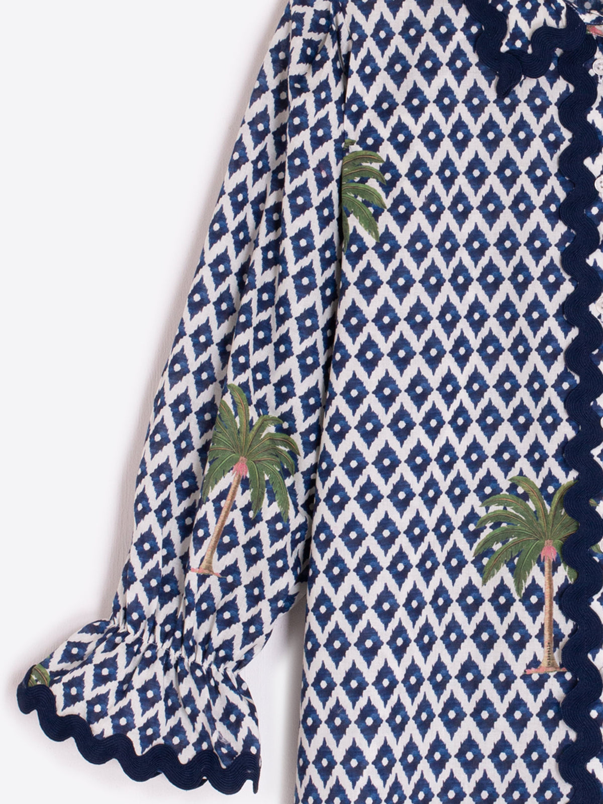Vilagallo Cotton Palm Printed Shirt