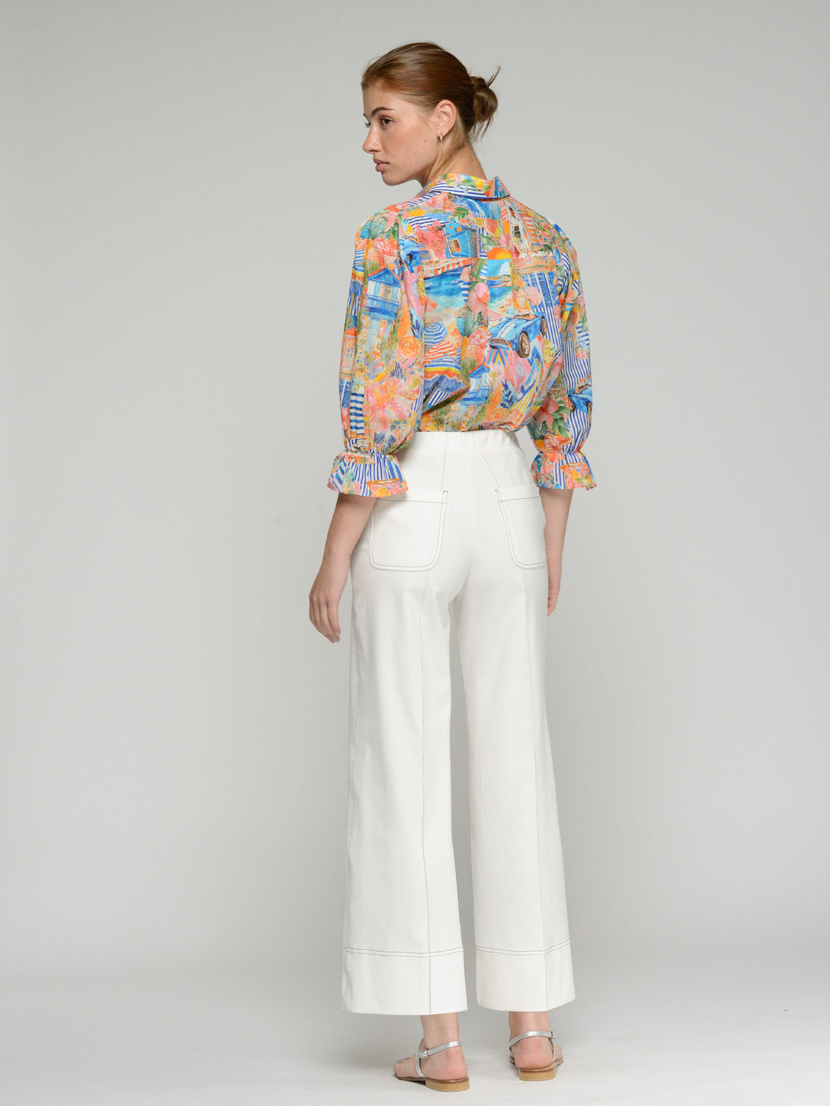 Vilagallo White Wide Leg Trousers