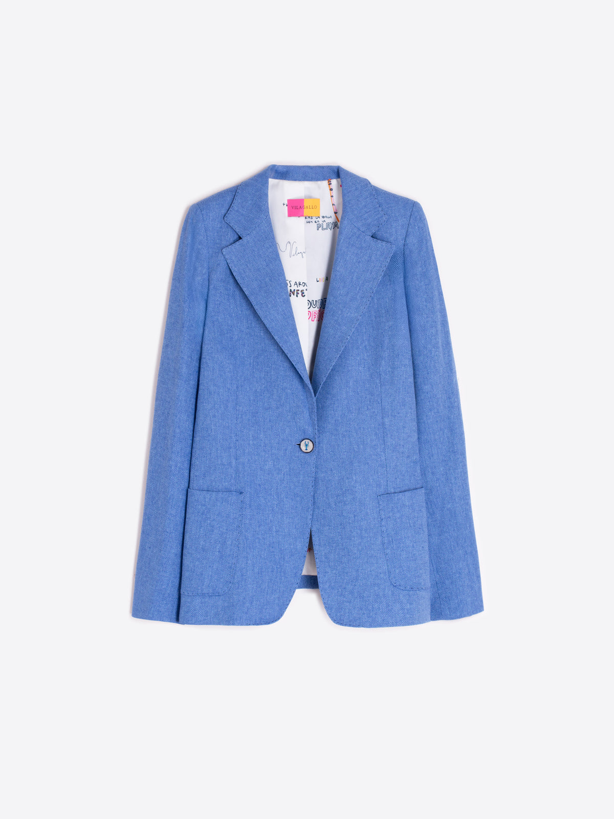 Vilagallo Blue Linen Blend Blazer