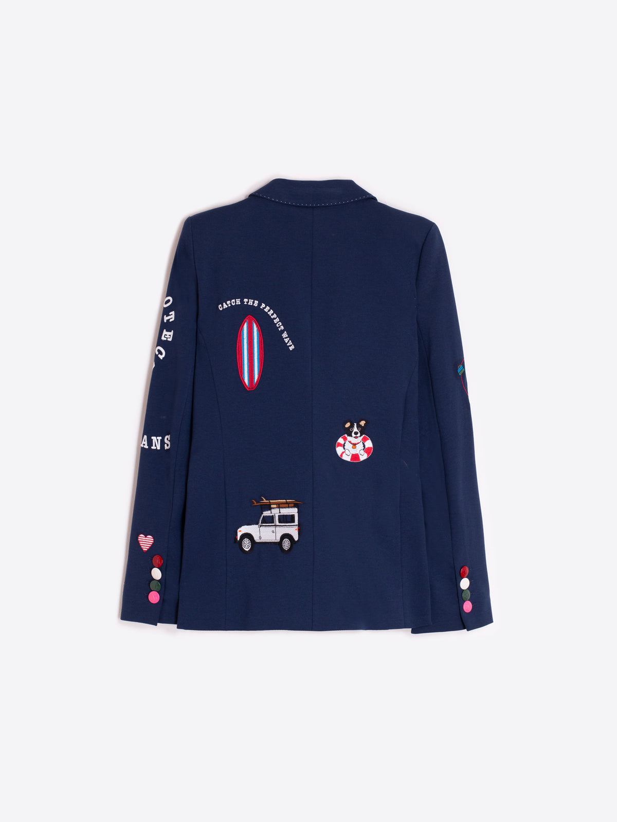 Vilagallo Navy Blue Surf Embroidered Jacket
