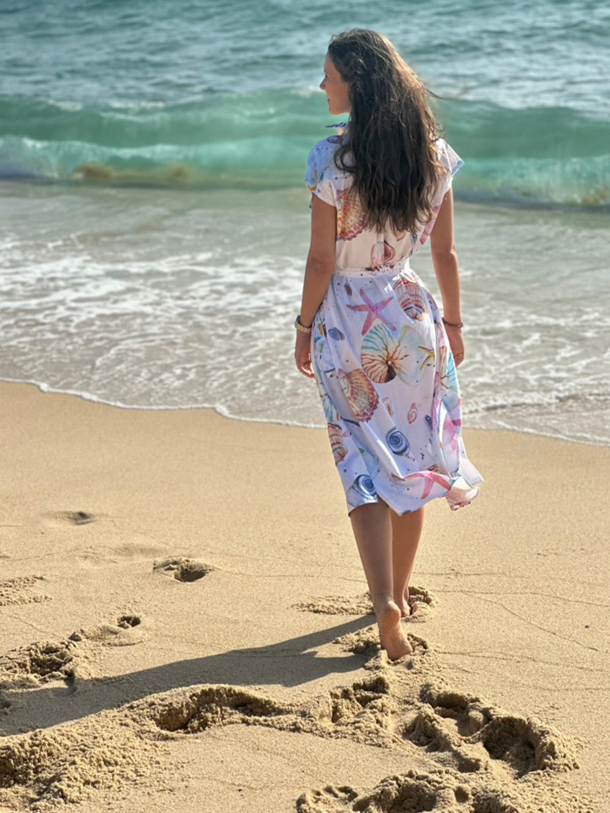 Vilagallo Seashell Print Midi Dress