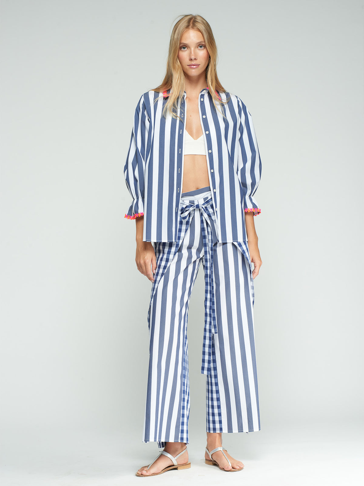 Vilagallo Striped Cotton Blend Shirt