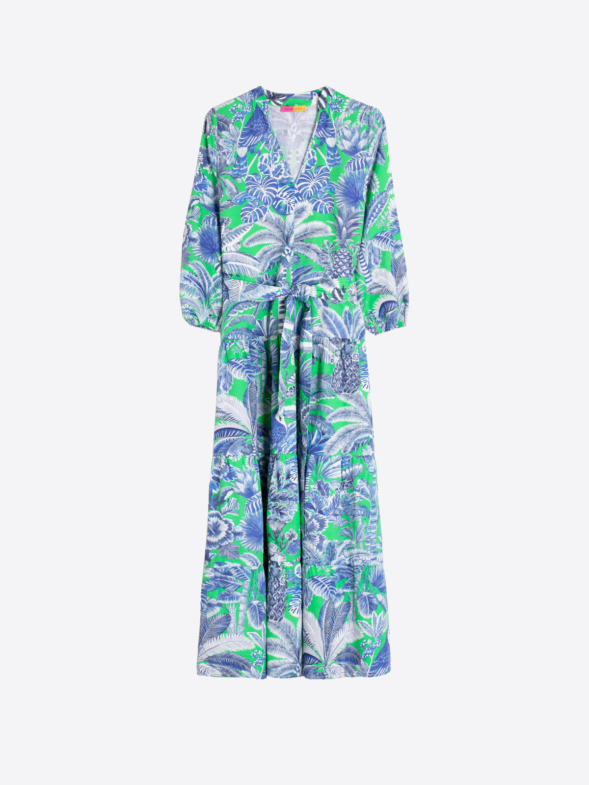 Vilagallo Tropical Print Cotton Midi Dress