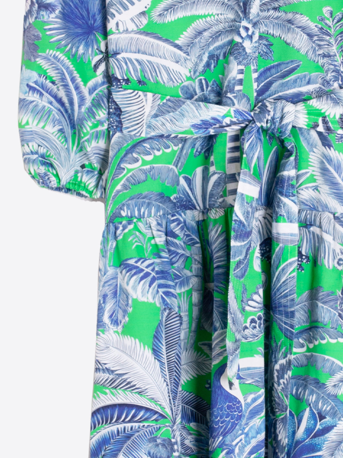 Vilagallo Tropical Print Cotton Midi Dress