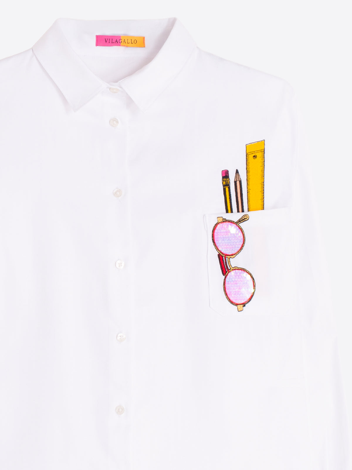 Vilagallo Embroidered White Cotton Shirt