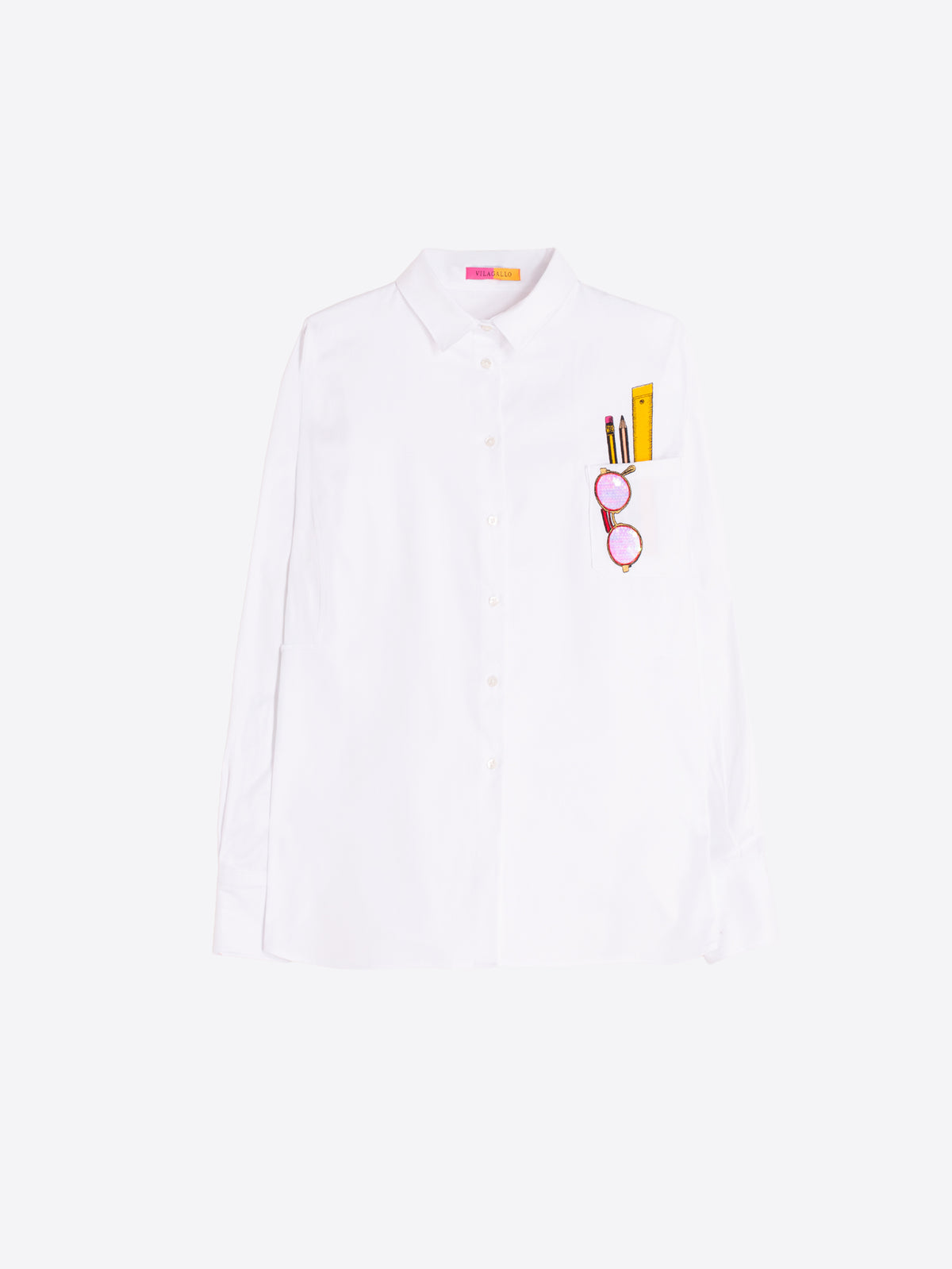 Vilagallo Embroidered White Cotton Shirt