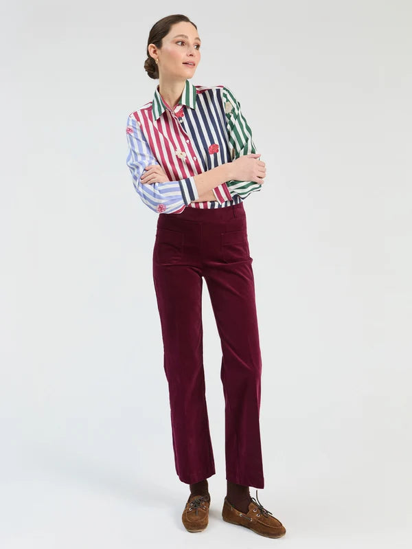 Vilagallo Multicoloured Striped Floral Shirt