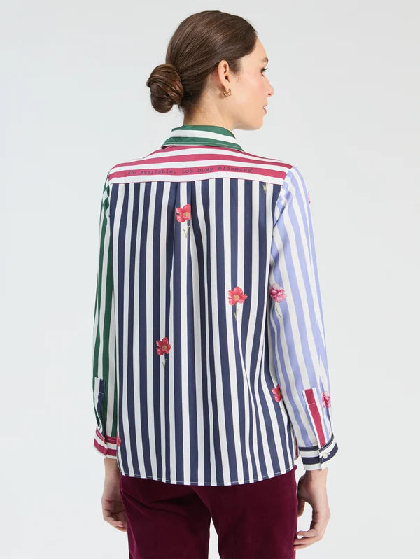 Vilagallo Multicoloured Striped Floral Shirt