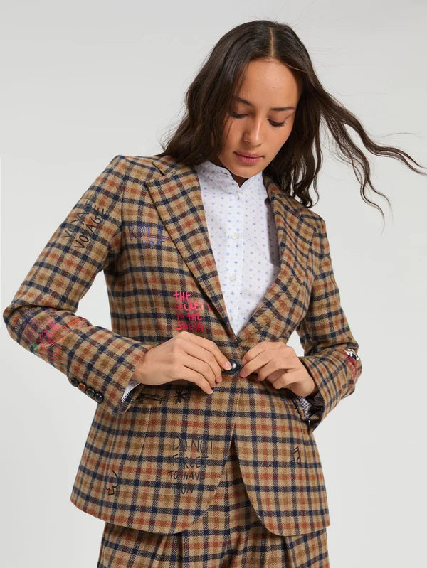 Vilagallo Rust Plaid Graffiti Jacket