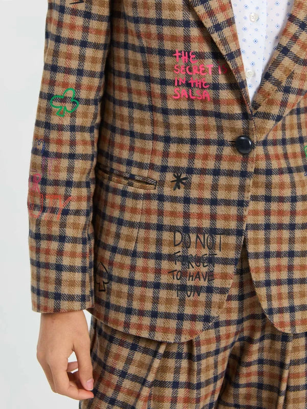 Vilagallo Rust Plaid Graffiti Jacket