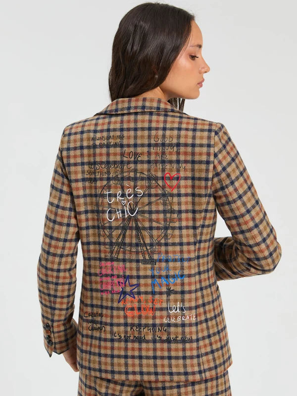 Vilagallo Rust Plaid Graffiti Jacket