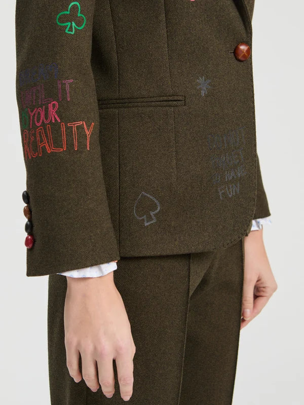 Vilagallo Green Graffiti Ferris Wheel Printed Blazer