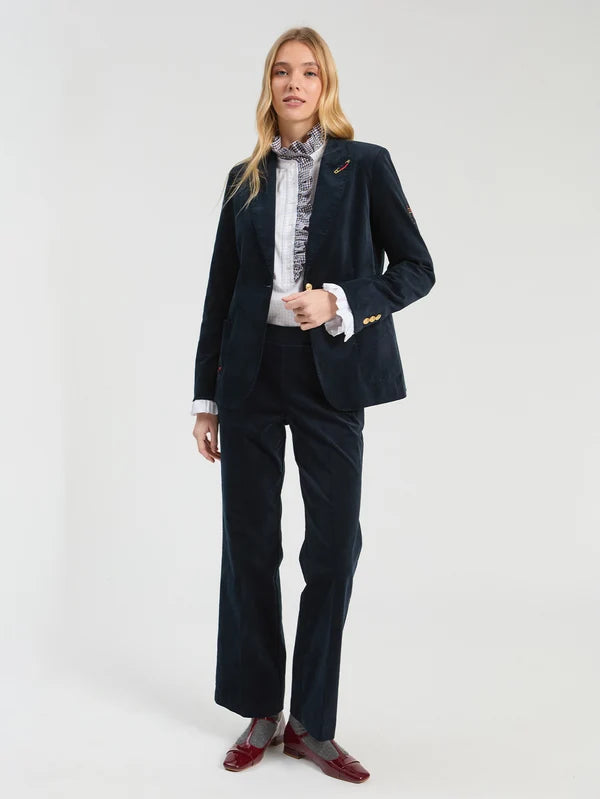 Vilagallo Hillary Navy Velvet Blazer