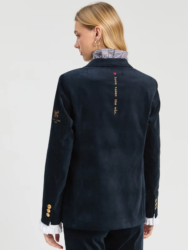 Vilagallo Hillary Navy Velvet Blazer