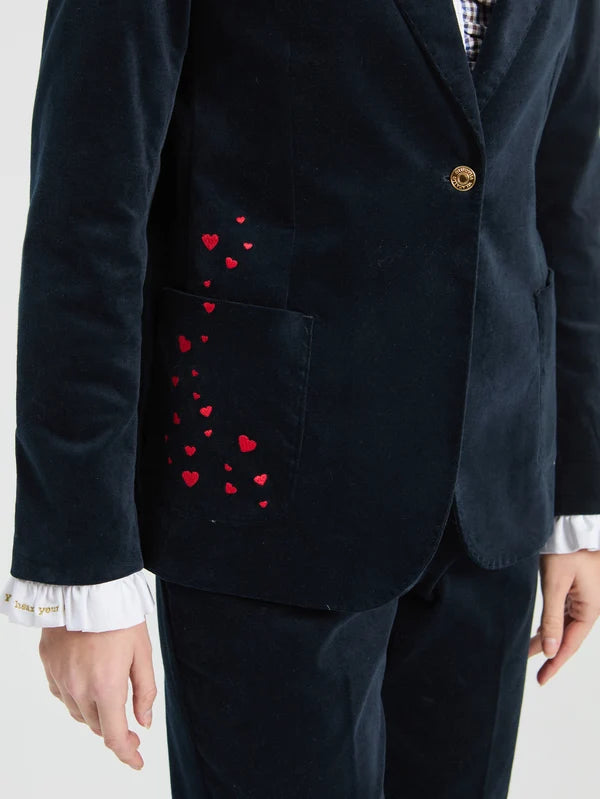 Vilagallo Hillary Navy Velvet Blazer