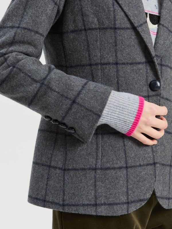 Vilagallo Navy/Grey Helen Plaid Blazer