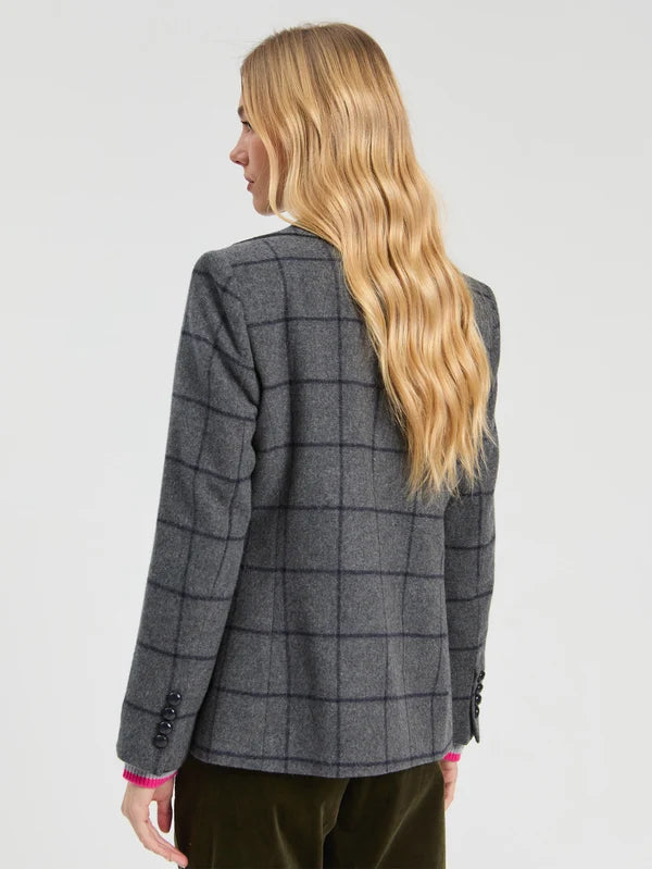 Vilagallo Navy/Grey Helen Plaid Blazer