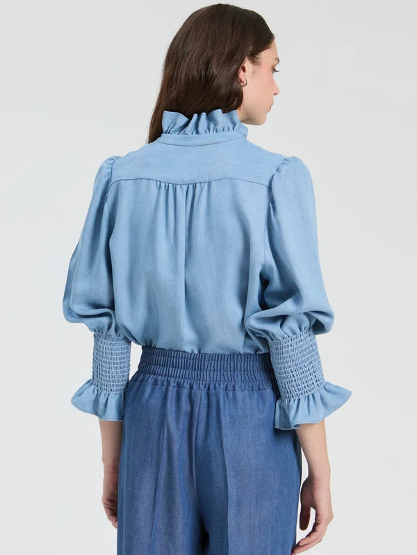 Vilagallo Sky Denim Shirt Blouse