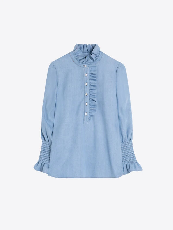 Vilagallo Sky Denim Shirt Blouse